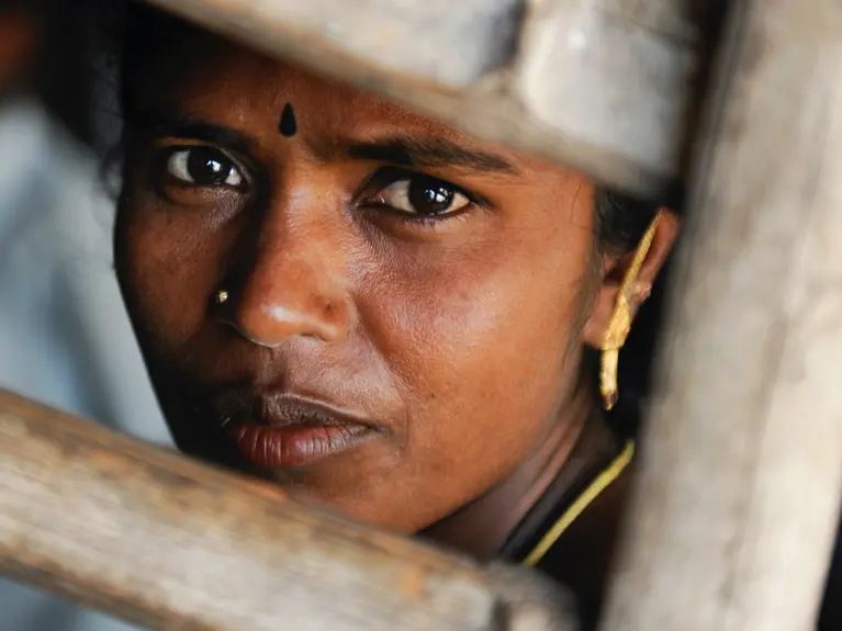close up on a woman looking serious