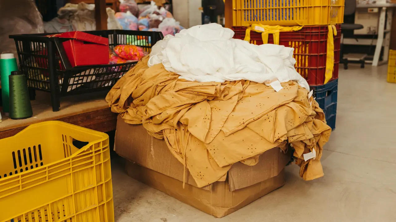 Boxes and baskets of fabric