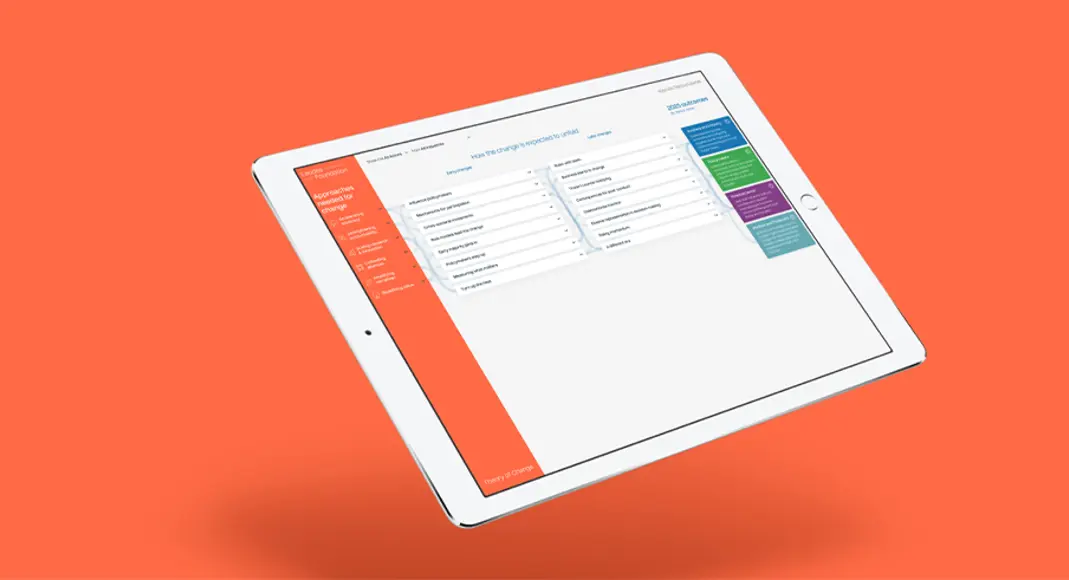 A graphic of a tablet device on a bright orange background